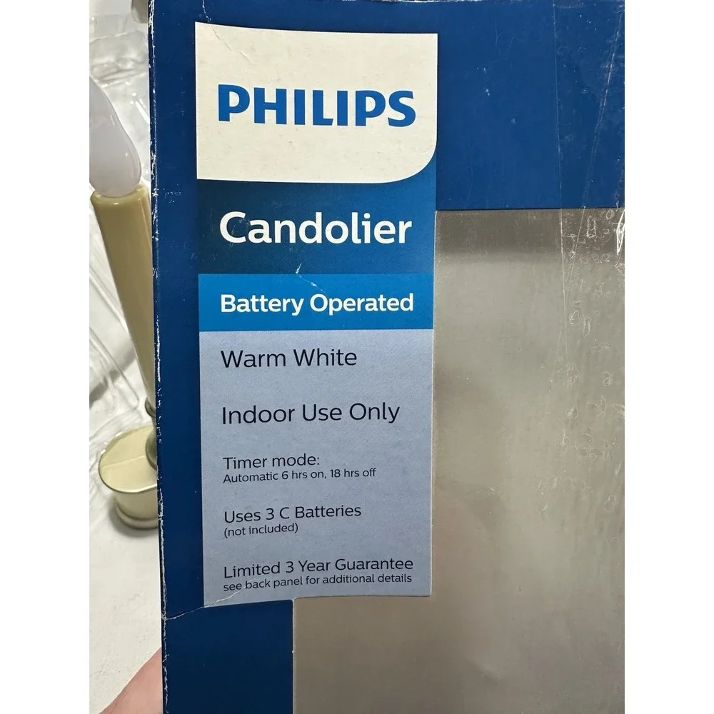 Set of 2 Philips Candolier LED Warm White Gold Tone with 6 hour Timer